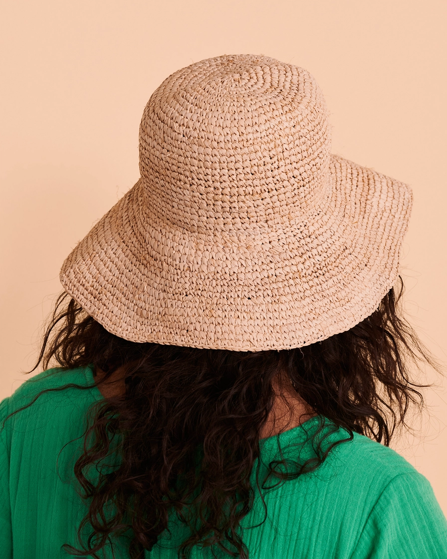 RIP CURL Crochet Straw Bucket Hat Natural Bikini Village