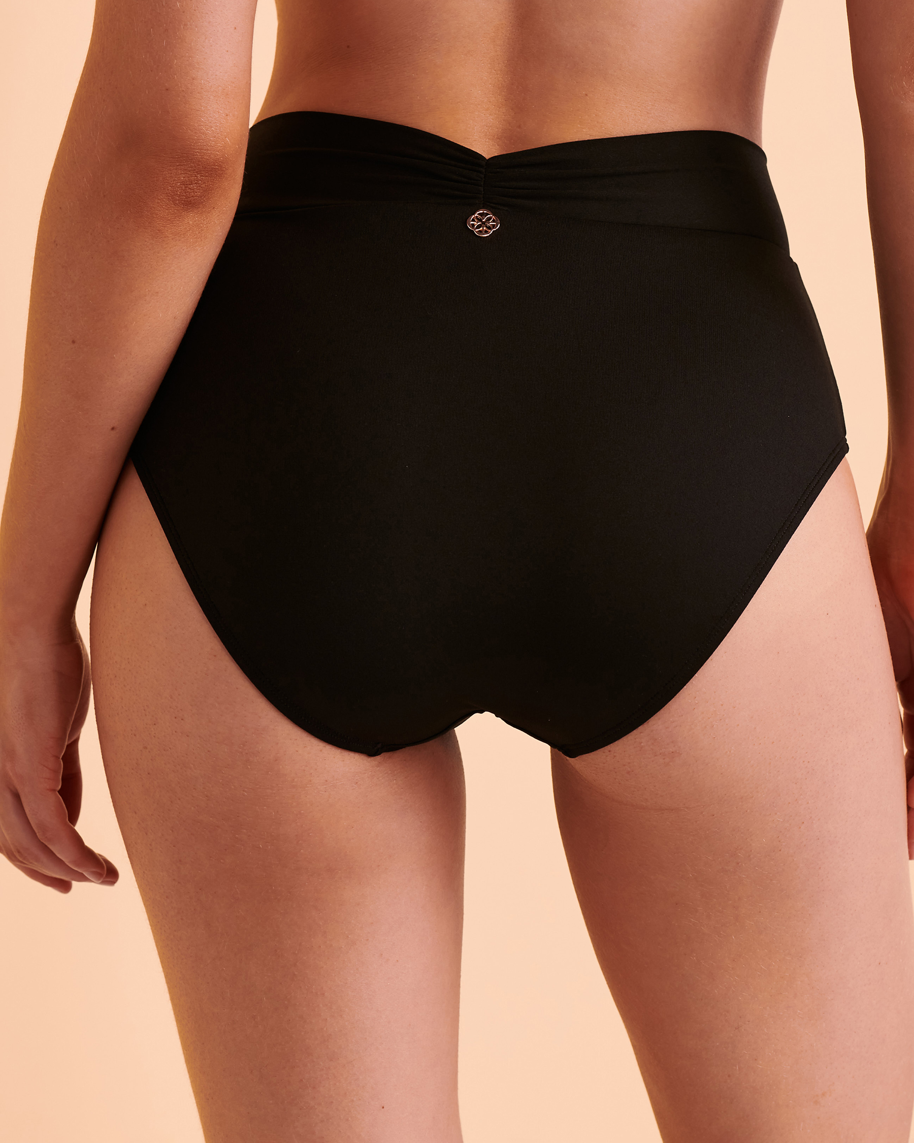 TURQUOISE COUTURE Solid High Waist Bikini Bottom Black 01300201 - View4