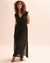 TURQUOISE COUTURE Short Sleeve Plunge Dress Black 02300087 - View1