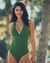 SEA LEVEL Honeycomb Plunge One-piece Swimsuit Green SL1497HC - View1