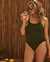 TURQUOISE COUTURE Scoop Neck One-piece Swimsuit Olive 01400031 - View1