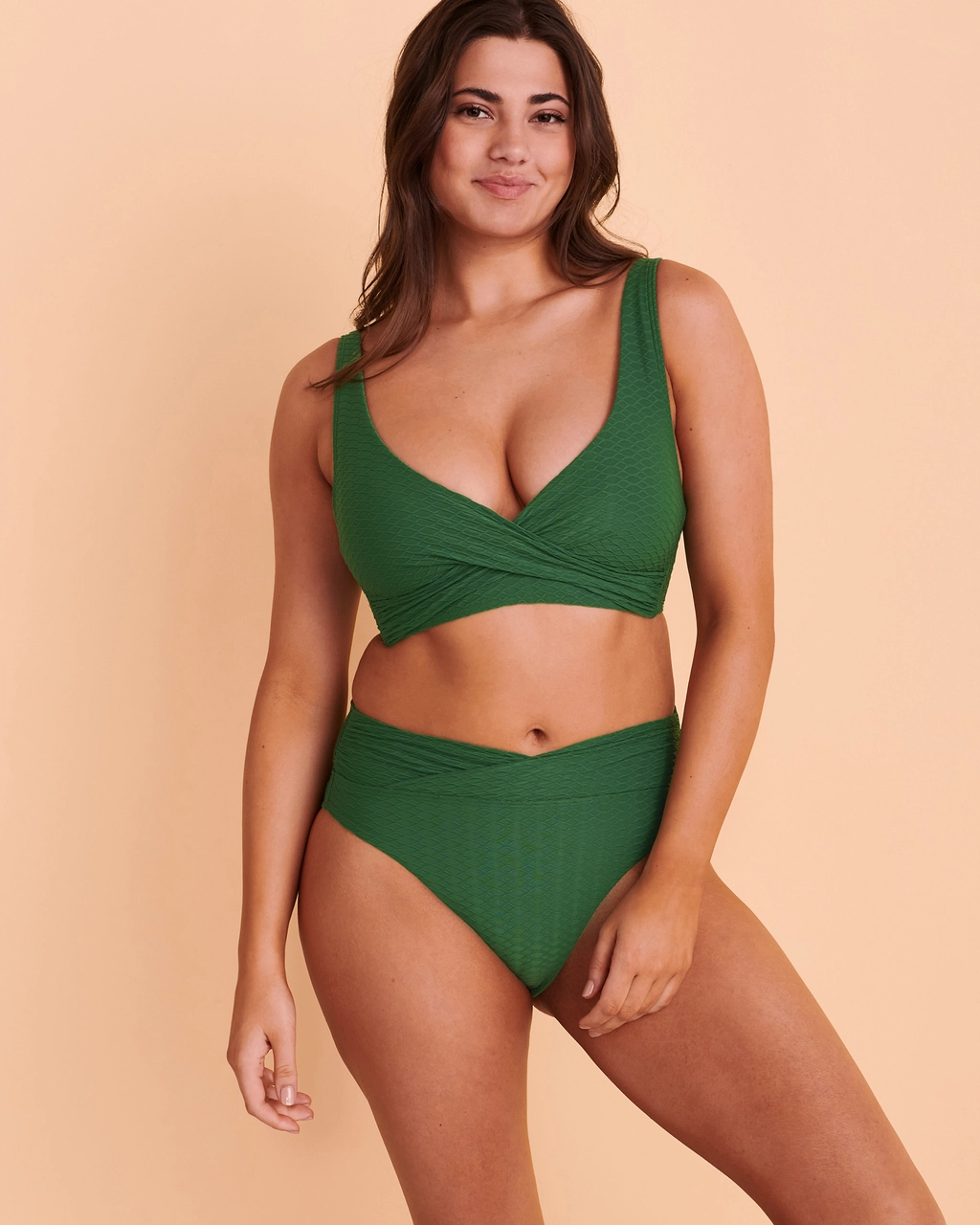 SEA LEVEL Cross Front Bikini Top Green Bikini Village