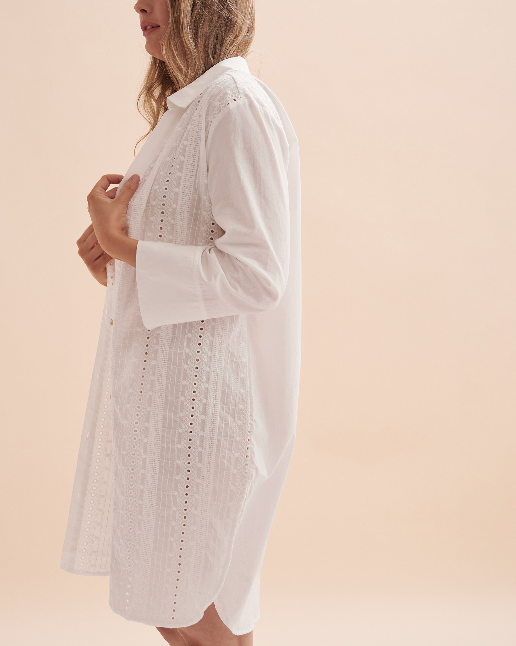 TURQUOISE COUTURE Robe chemise à œillet Blanc 02300091 - Voir4