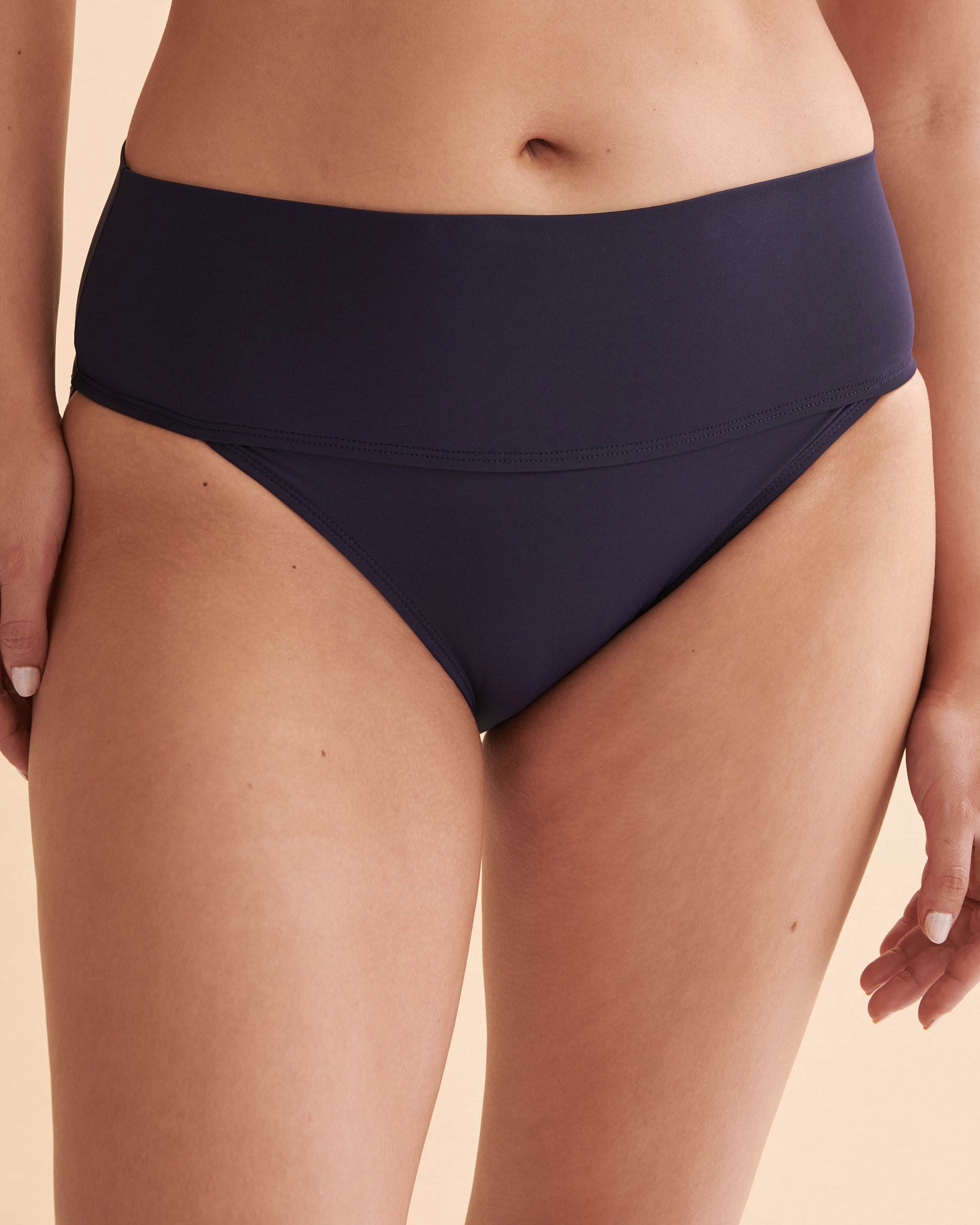 ANNE COLE Live in Color High Waist Bikini Bottom - Navy