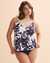 ANNE COLE Coastal Palm Triangle Tankini Top Navy and white palms 23MT22418 - View1