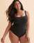 BLEU ROD BEATTIE WALK THE LINE Square Neck One-piece Swimsuit Black RBWL23971 - View1