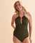 RALPH LAUREN Beach Club Solids High Neck One-piece Swimsuit Olive 20201208 - View1