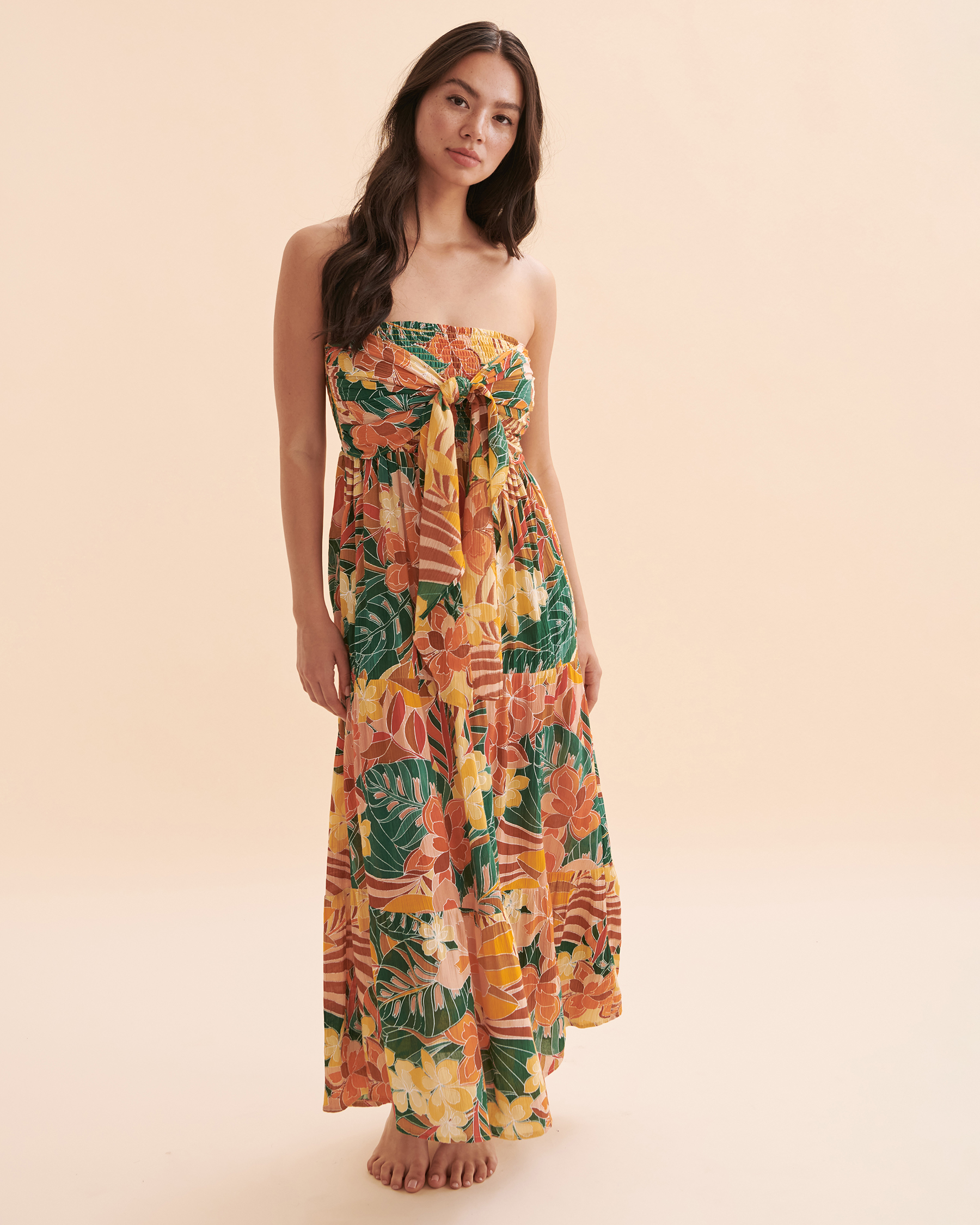 RIP CURL Brazilian Soul Bandeau Midi Dress - Tropical leaves | Bikini ...