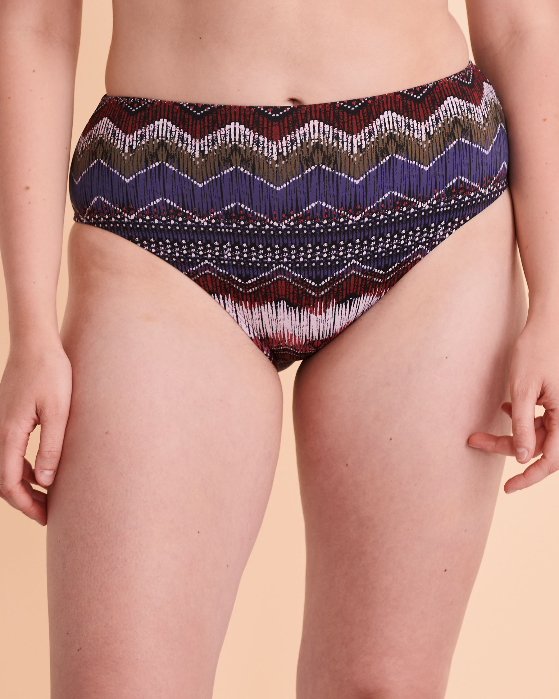 TURQUOISE COUTURE FADED High Waist Bikini Bottom Geometric print 01300142 - View1