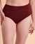 TURQUOISE COUTURE Bas de bikini taille haute plissée ZINFANDEL Raisin rouge 01300145 - View1