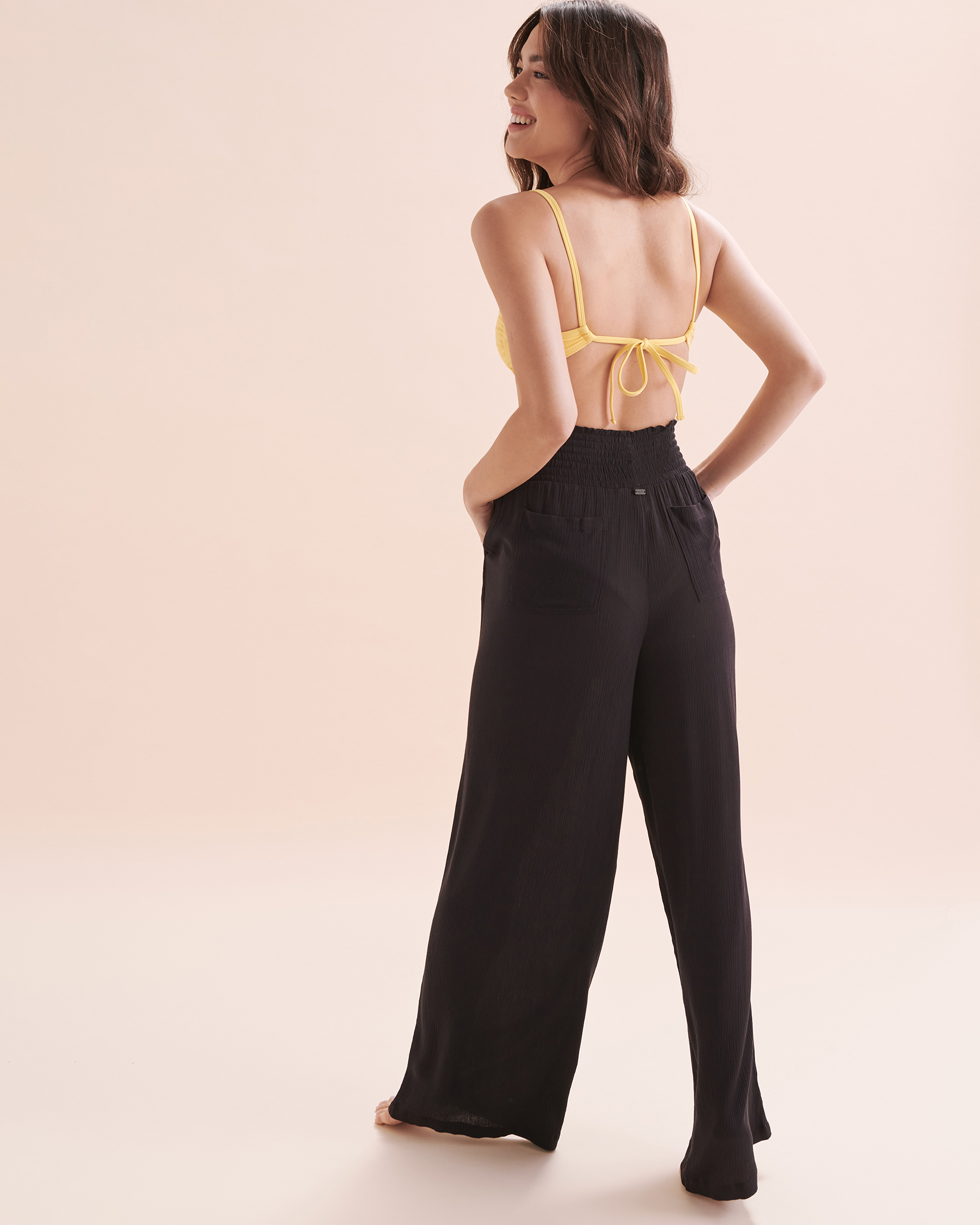 Black wide leg capris hotsell