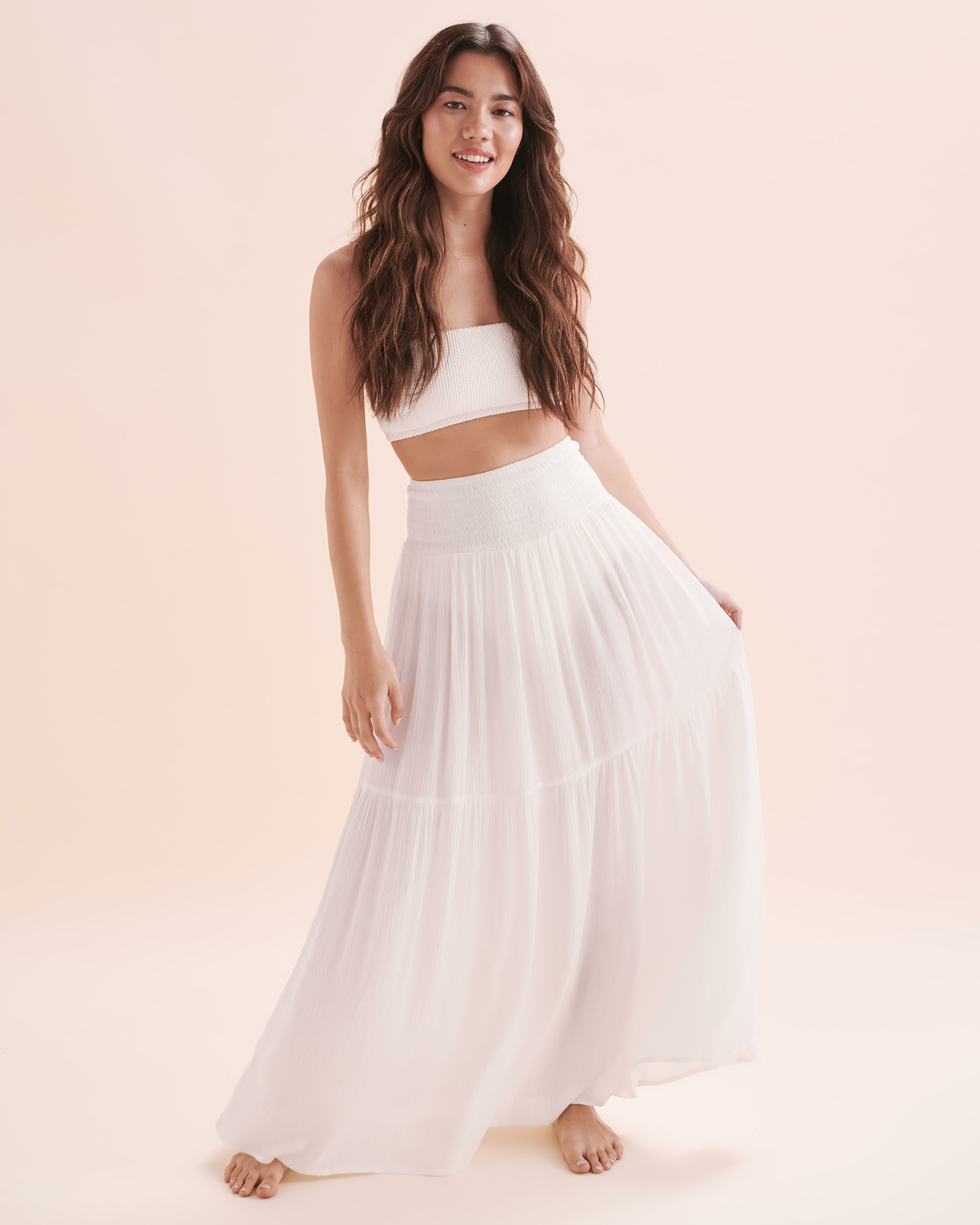 Smocked Texture Maxi Skirt