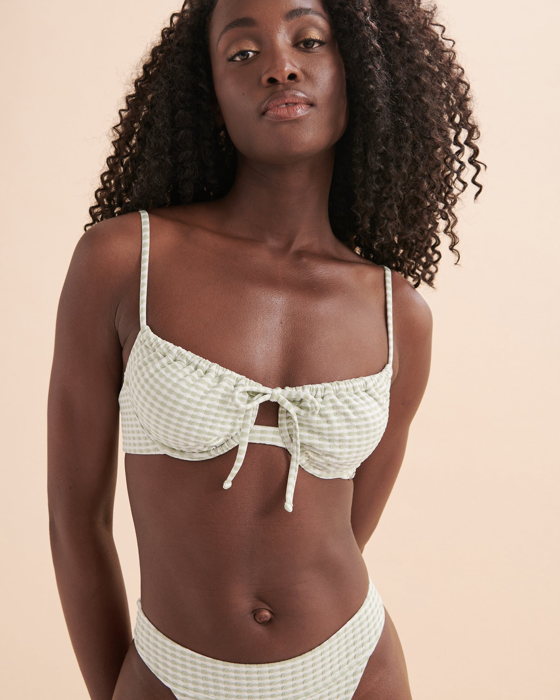 TROPIK Textured Bralette Bikini Top - Frosty Green