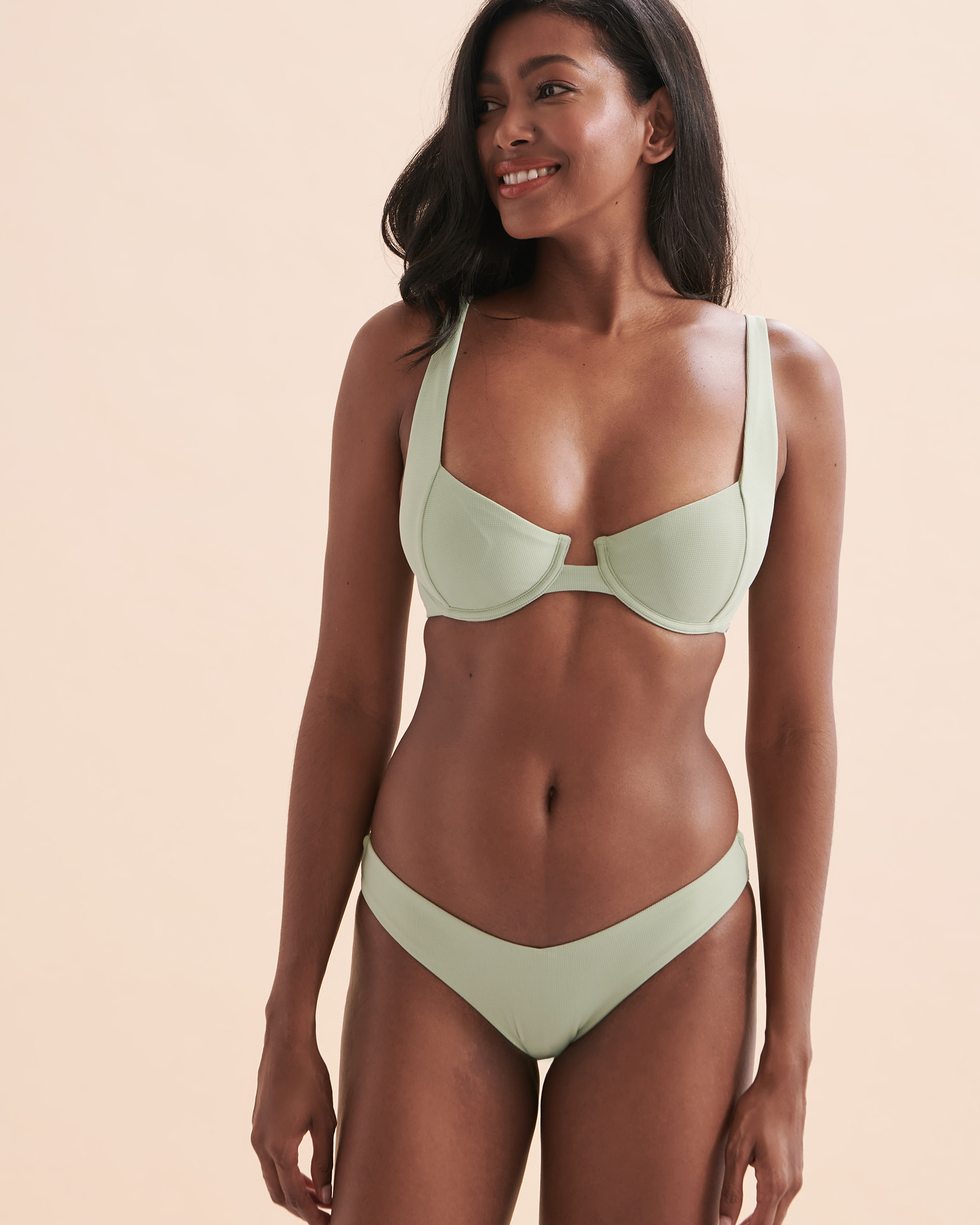 TROPIK Textured Underwire Bralette Bikini Top Frosty Green 01100247 - View1
