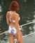 TURQUOISE COUTURE Bas de bikini bande de taille pliée Floral Fleurs bleues et blanches 01300271 - View1