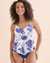 TURQUOISE COUTURE Floral Tankini Top White & Blue Floral 01100251 - View1