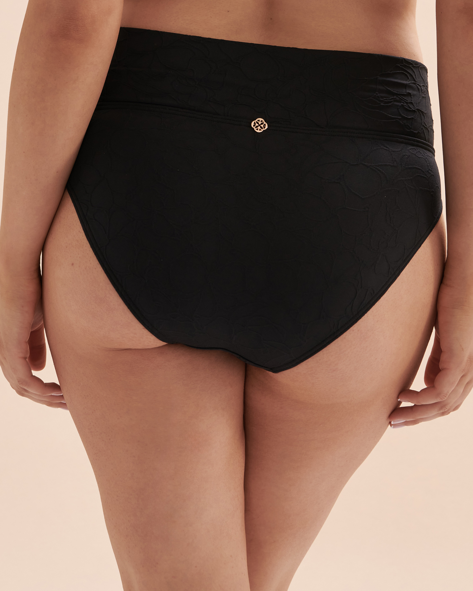 TURQUOISE COUTURE Textured Folded Waistband Bikini Bottom Black 01300268 - View7