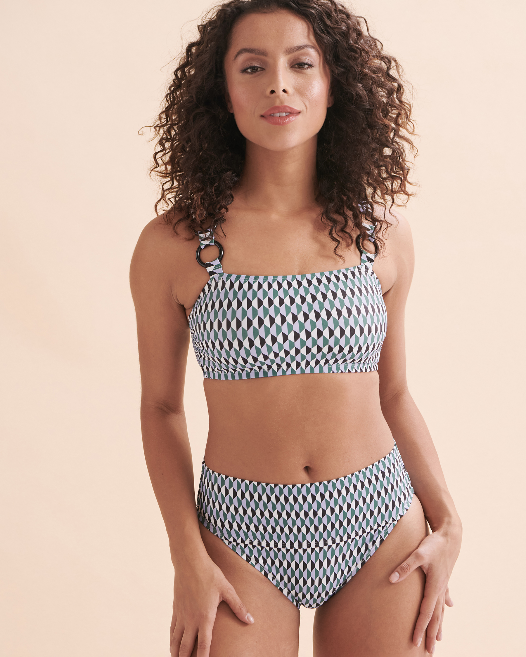 Boardwalk Geo Ring Strap Bandeau Bikini Top