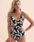 CHRISTINA Graphic Art Plunge One-piece Swimsuit Black and White Floral 30GA5014 - View1