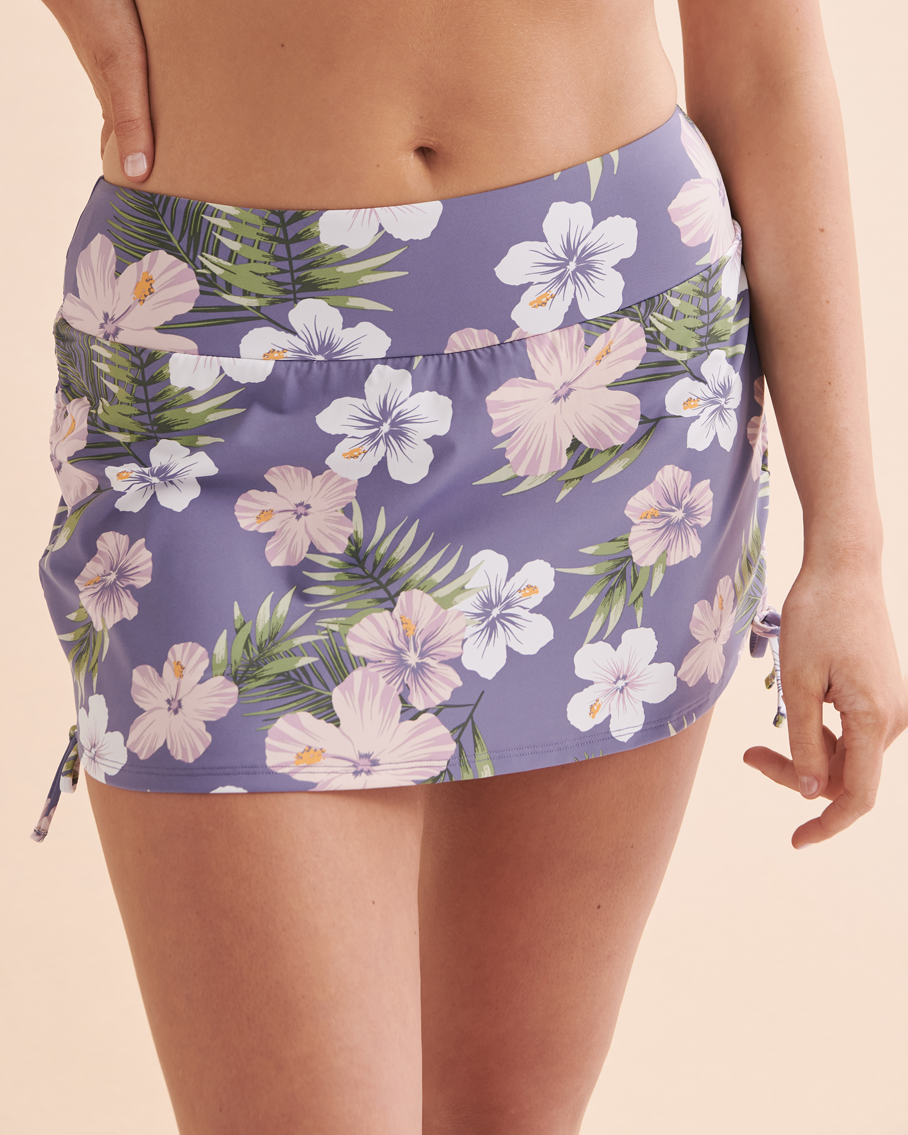 EAU DE SEA Bas de bikini jupe taille haute à fleurs tropicales Floral Gris 01300280 - Voir1
