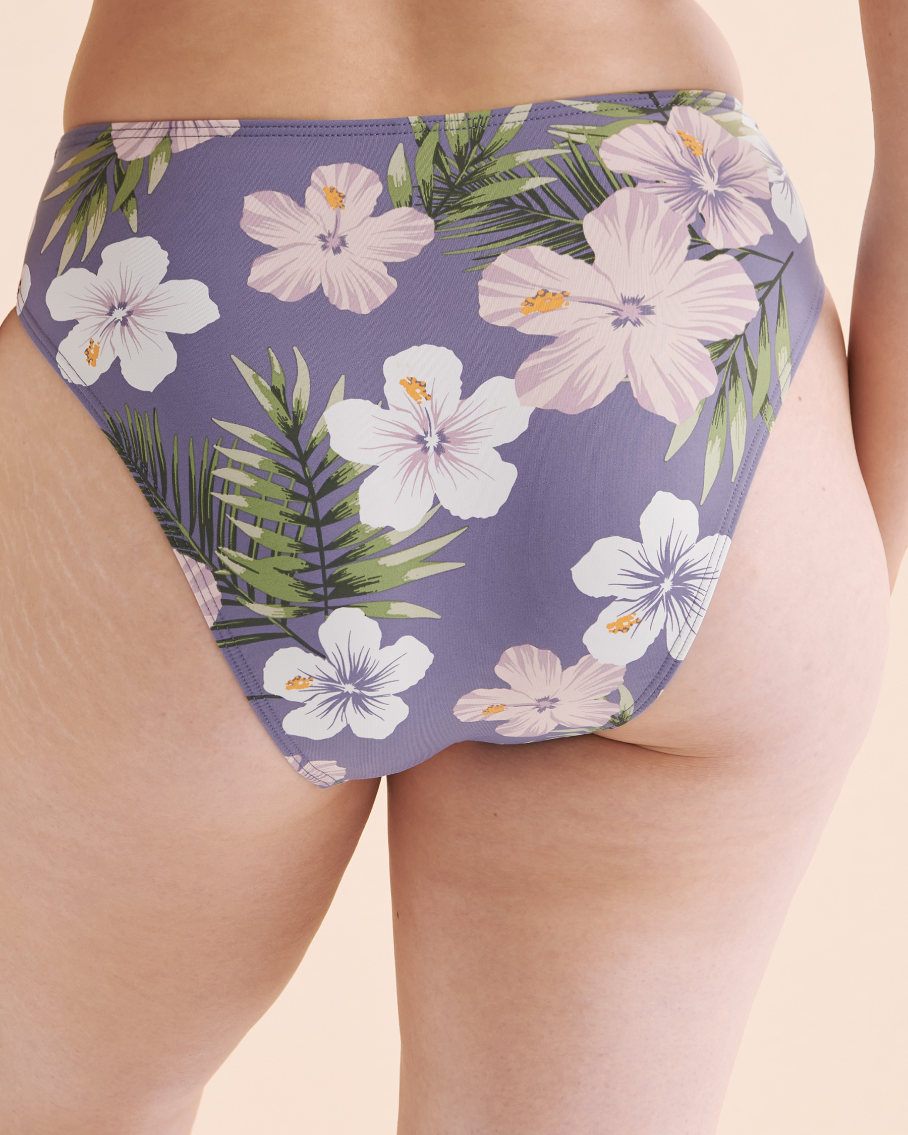 EAU DE SEA Bas de bikini taille haute à fleurs tropicales Floral Gris 01300281 - Voir3