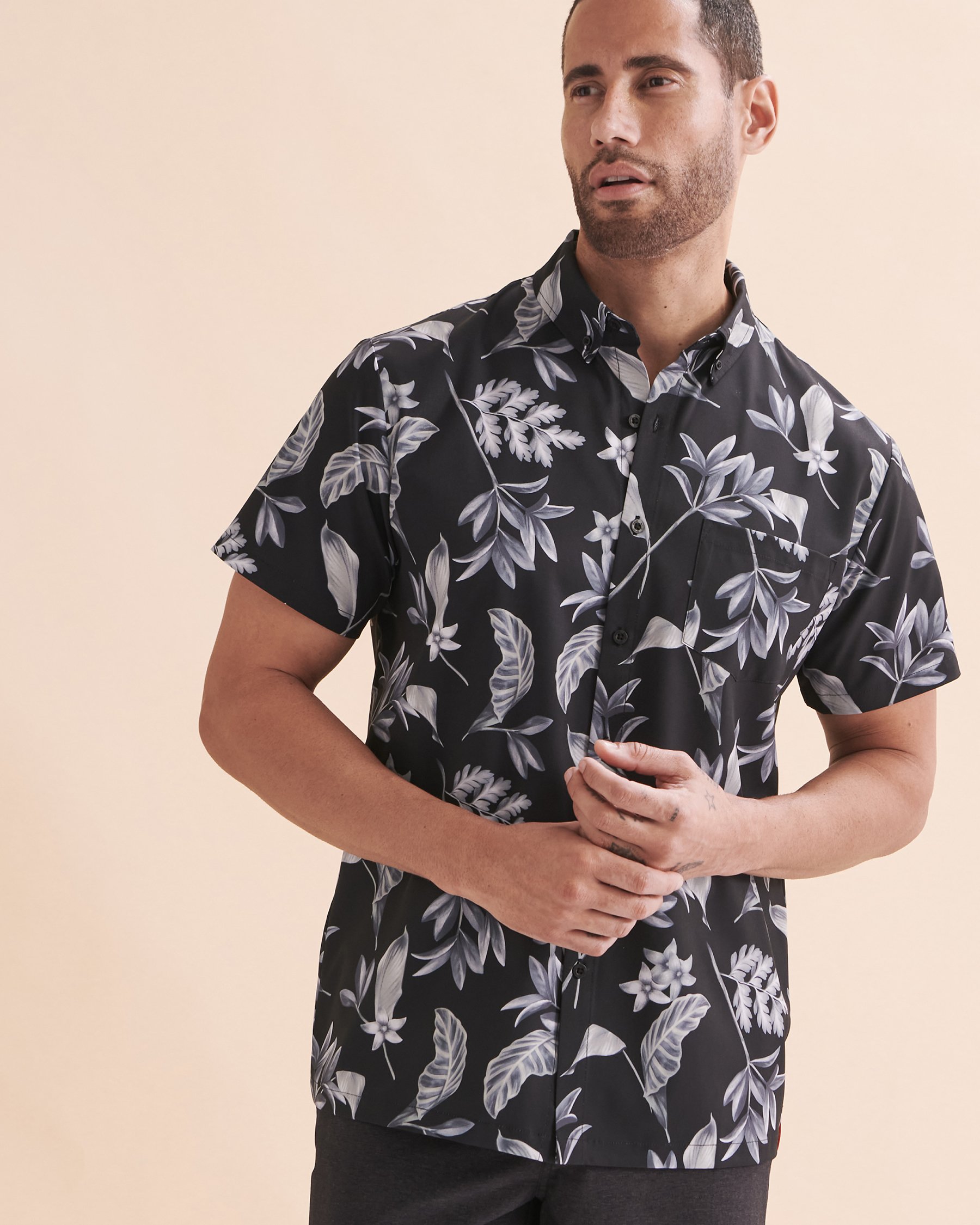 HAMABE Short Sleeve Shirt - Tropical grey | Bikini Village