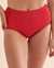 JANTZEN Solid Shirred Side High Waist Bikini Bottom Red JZ23170H - View1