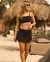 TURQUOISE COUTURE Bas de bikini jupe à insertions de résille Noir 01300311 - View1