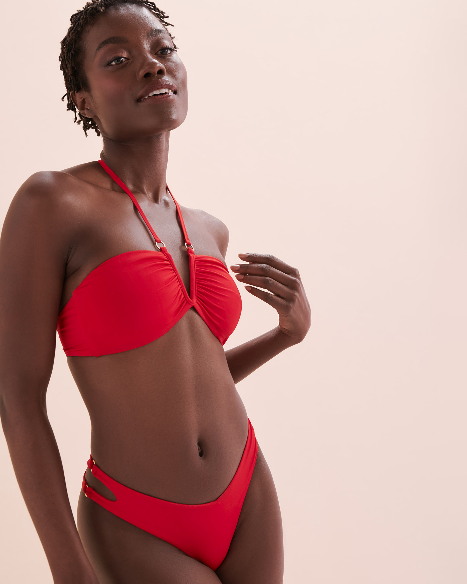 SEATONIC Cut out Side Thong Bikini Bottom Red Bikini Village