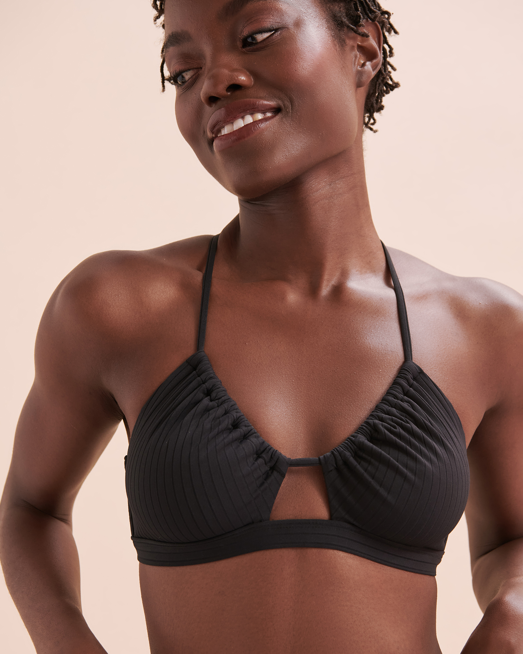 TROPIK Sunset Ribbed Bralette Bikini Top Black Bikini Village