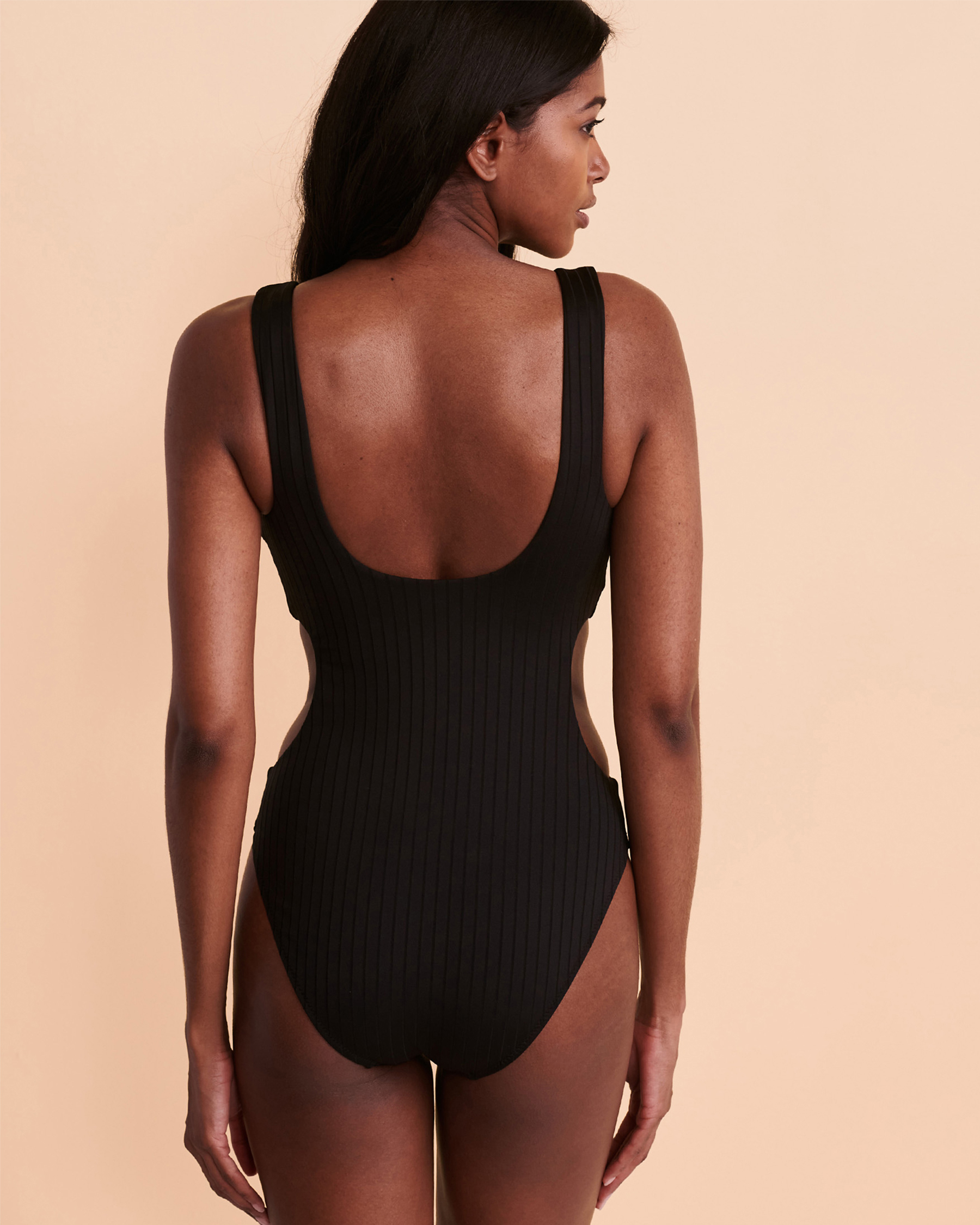 POLO RALPH LAUREN LUSTER Ribbed One-piece Swimsuit Black 21261308 - View5