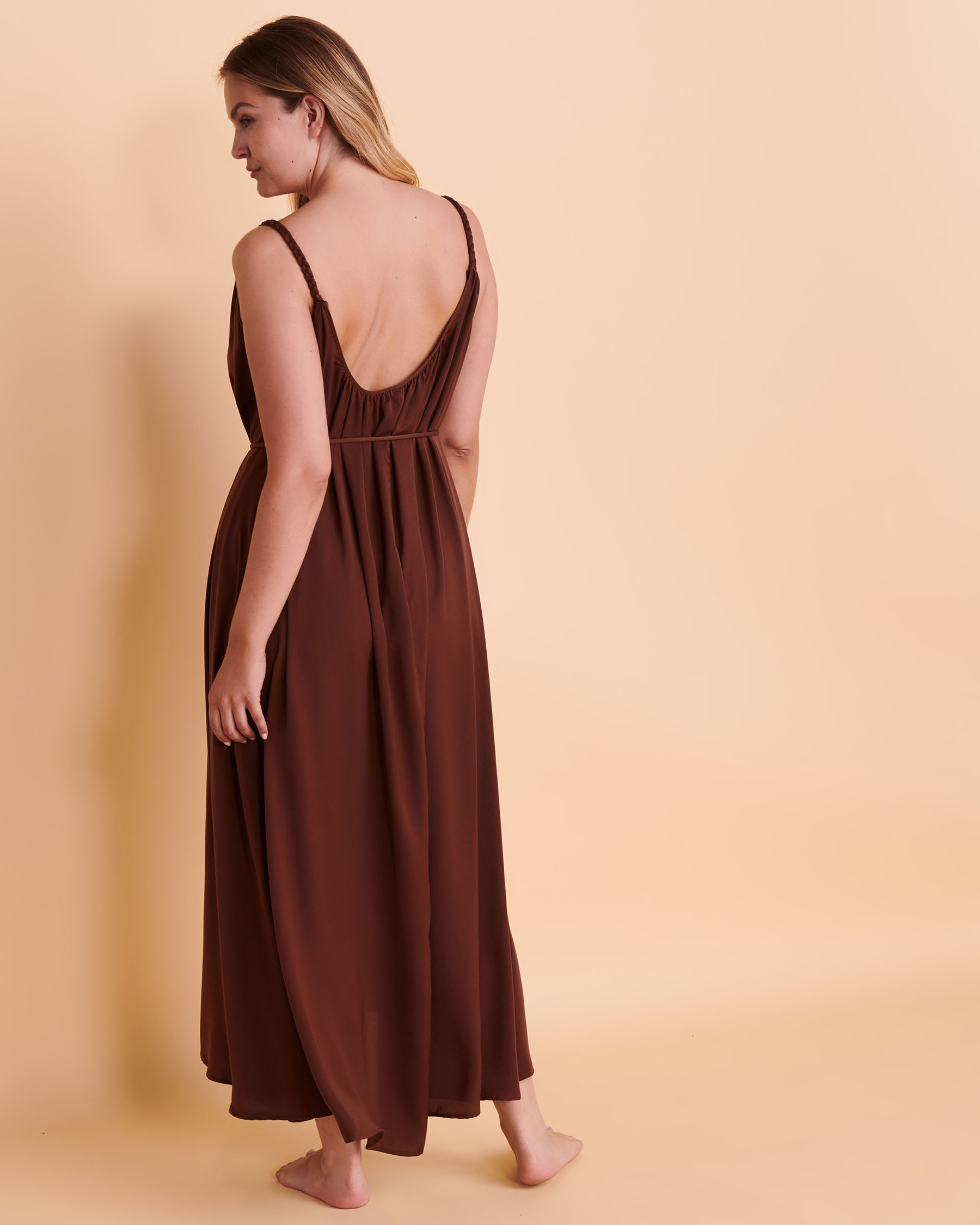 SANTEMARE Open Back Maxi Dress Brown 02300065 - View2