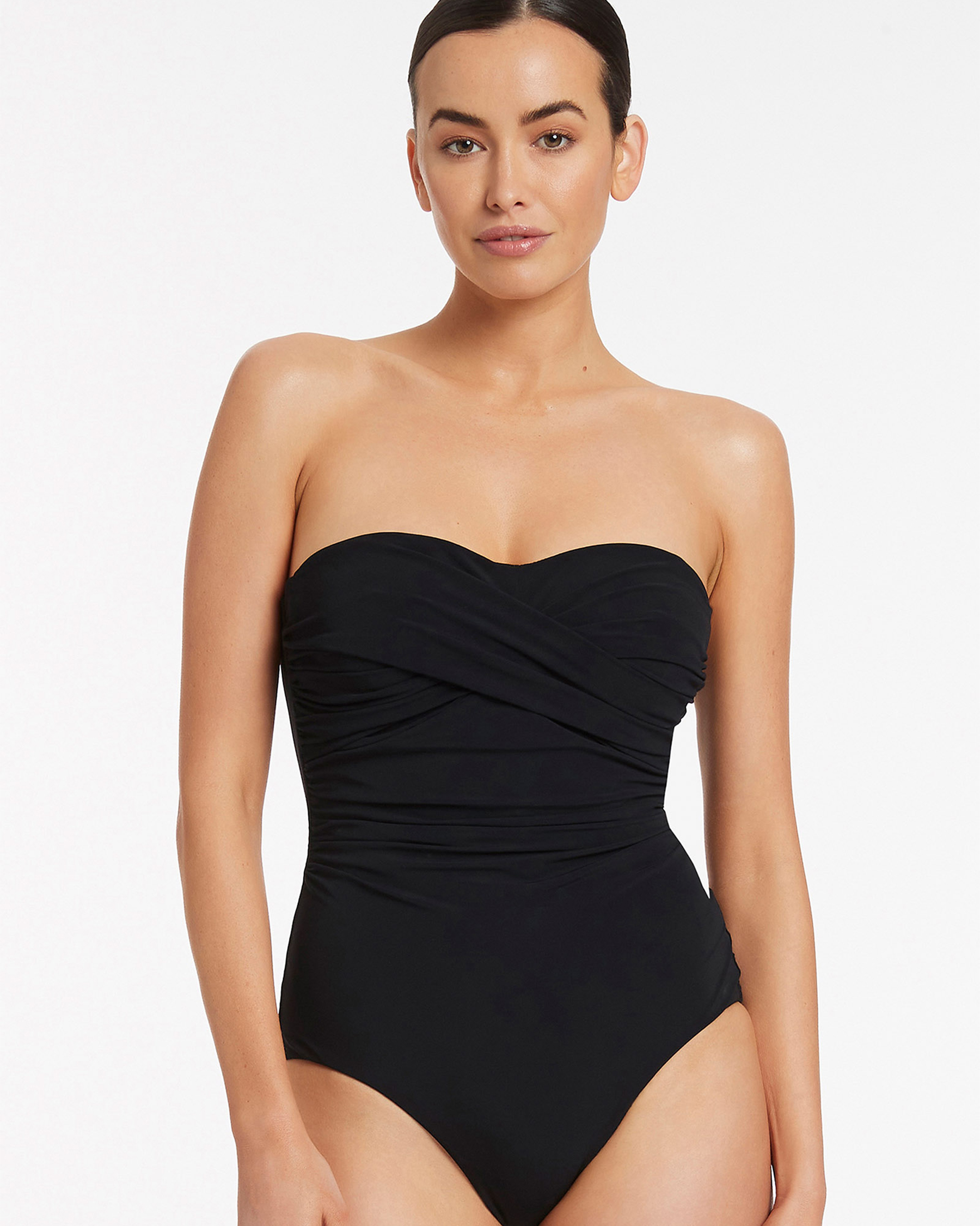 Black tube top one piece swimsuit sales