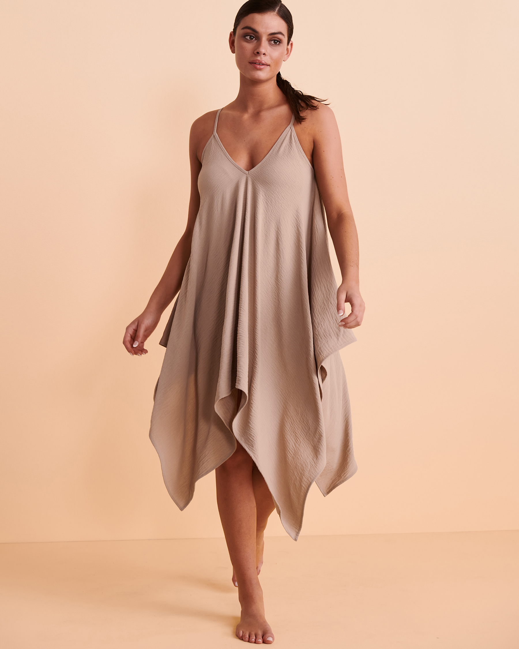 COVER ME Thin Straps Asymmetrical Dress - Sand