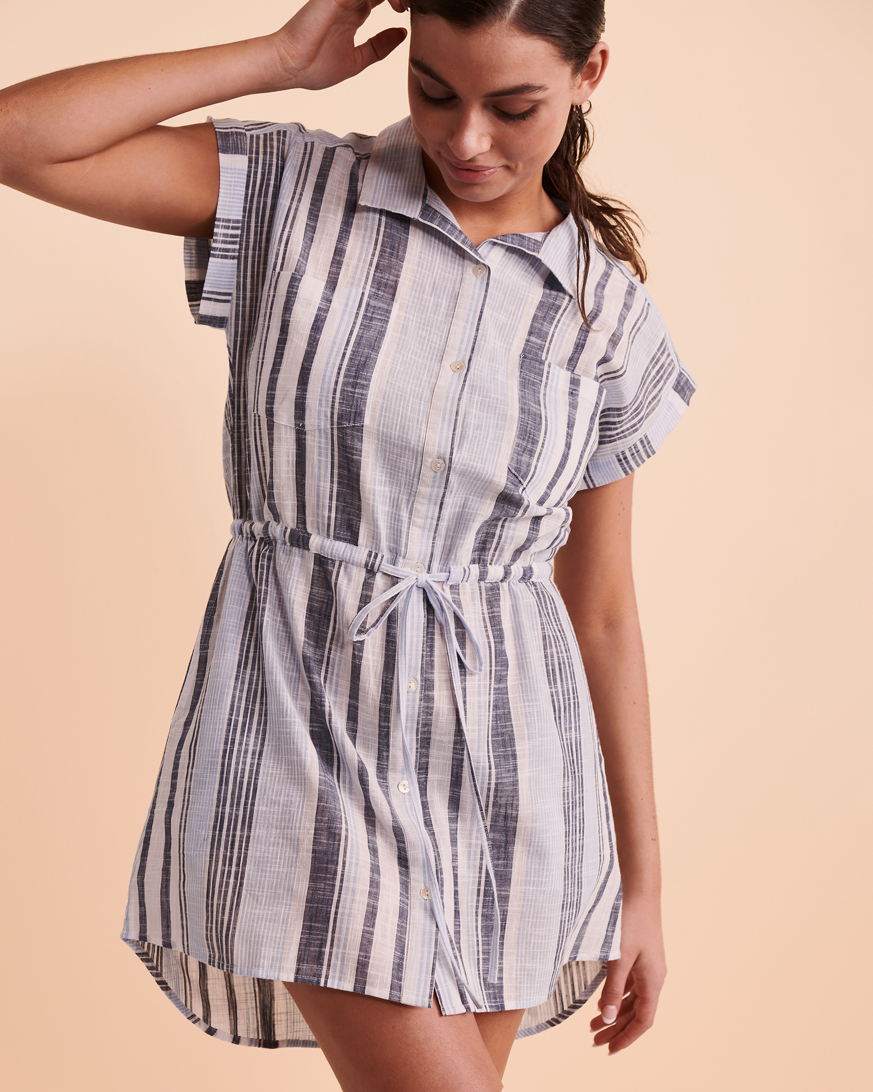 COVER ME Short Sleeve Button-down Dress Multi-stripes 22023250 - View4