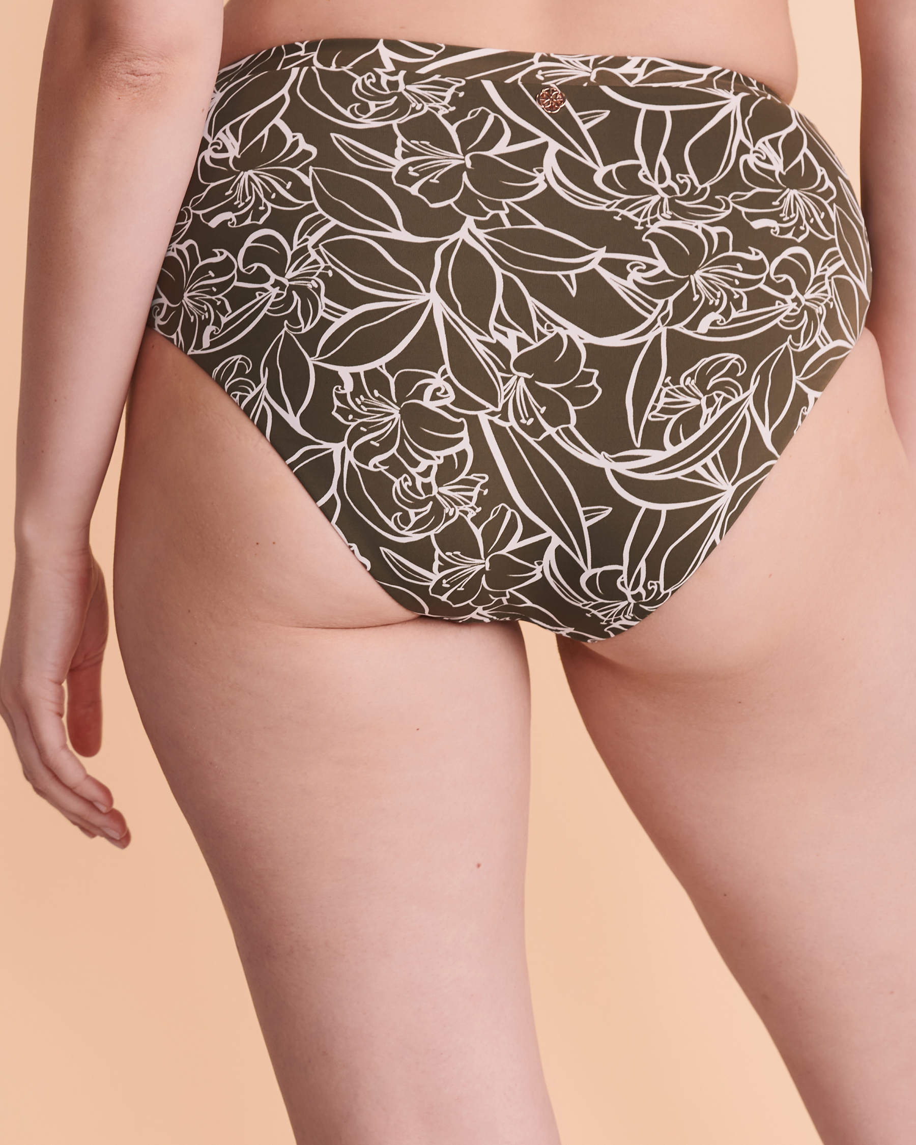 TURQUOISE COUTURE EVERGREEN High Waist Bikini Bottom Floral khaki 01300089 - View2