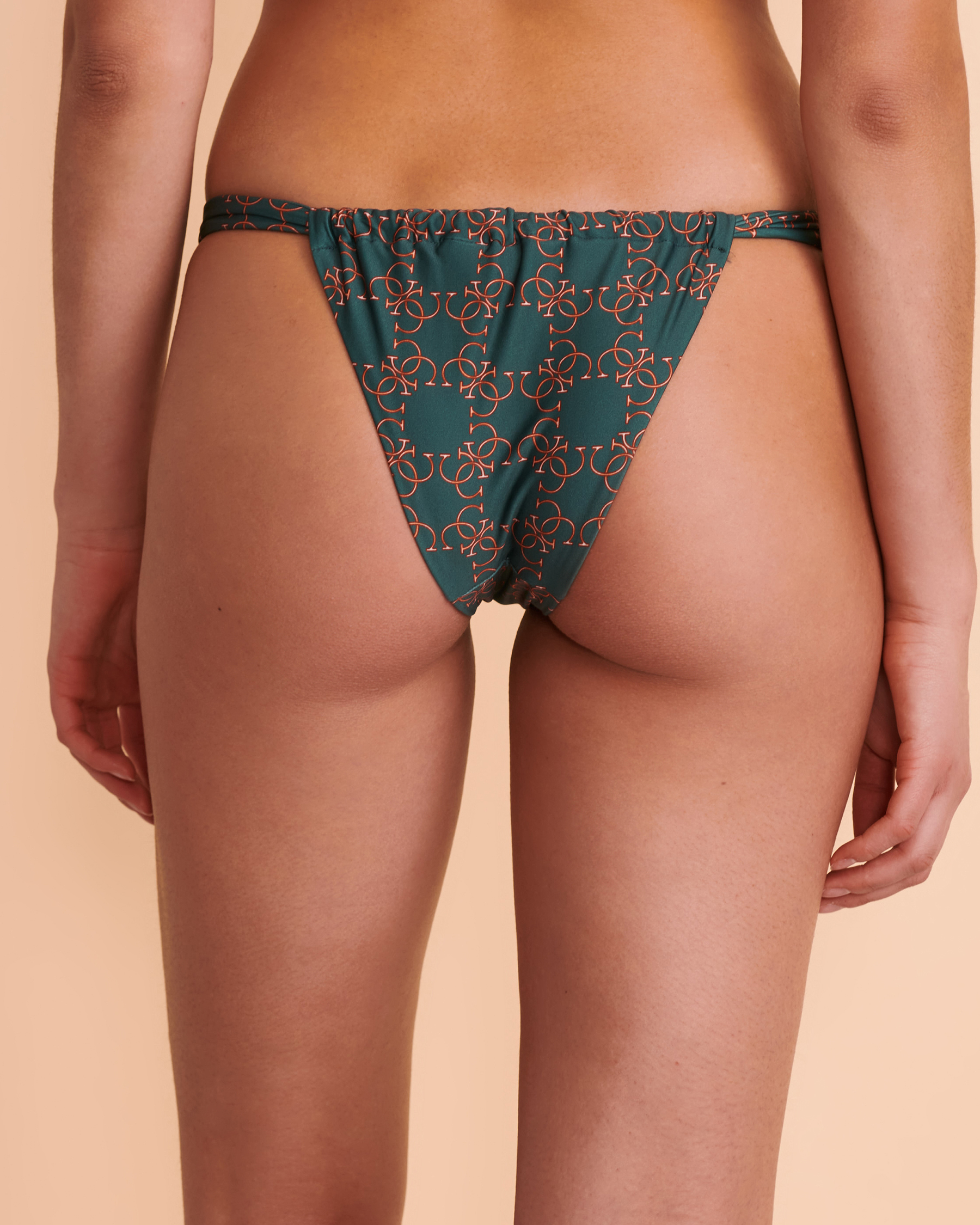 GUESS LOGOMANIA Brazilian Bikini Bottom Khaki print E2GO18MC04R - View3