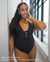 QUINTSOUL Malibu Textured Front Laced One-piece Swimsuit Black W20838004 - View1