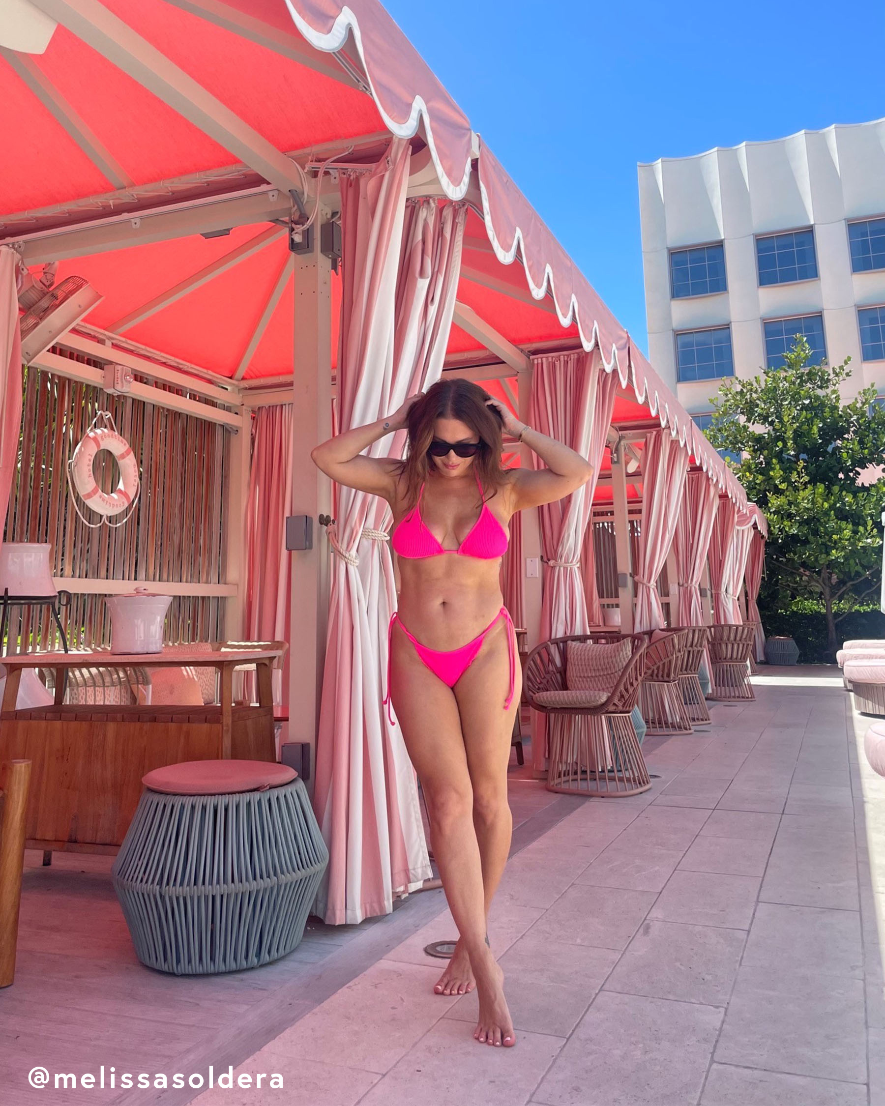 EIDON SORBET Kali Slider D Cup Triangle Bikini Top Electric pink 3521300D - View1