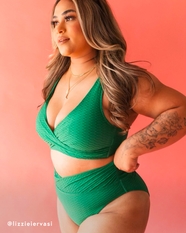 SEA LEVEL Honeycomb Cross Front Bikini Top Green Bikini Village
