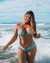 TROPIK Textured STRIPES Triangle Bikini Top Green stripe 01100226 - View1