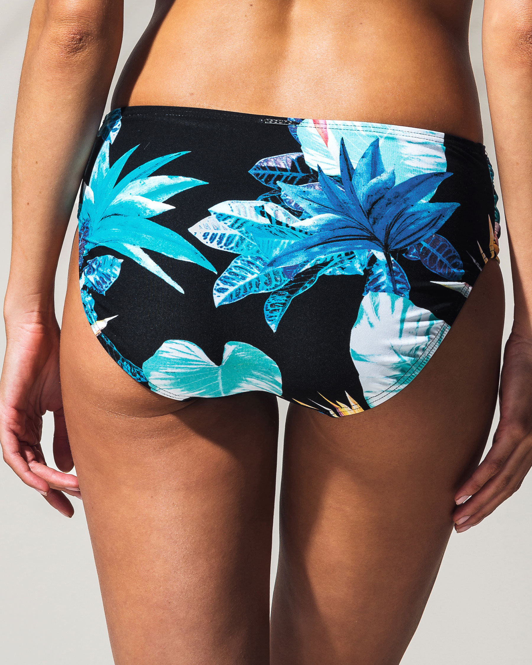 AZURA CALYPSO Gathered Sides Bikini Bottom Dark tropical print SS30780 - View2