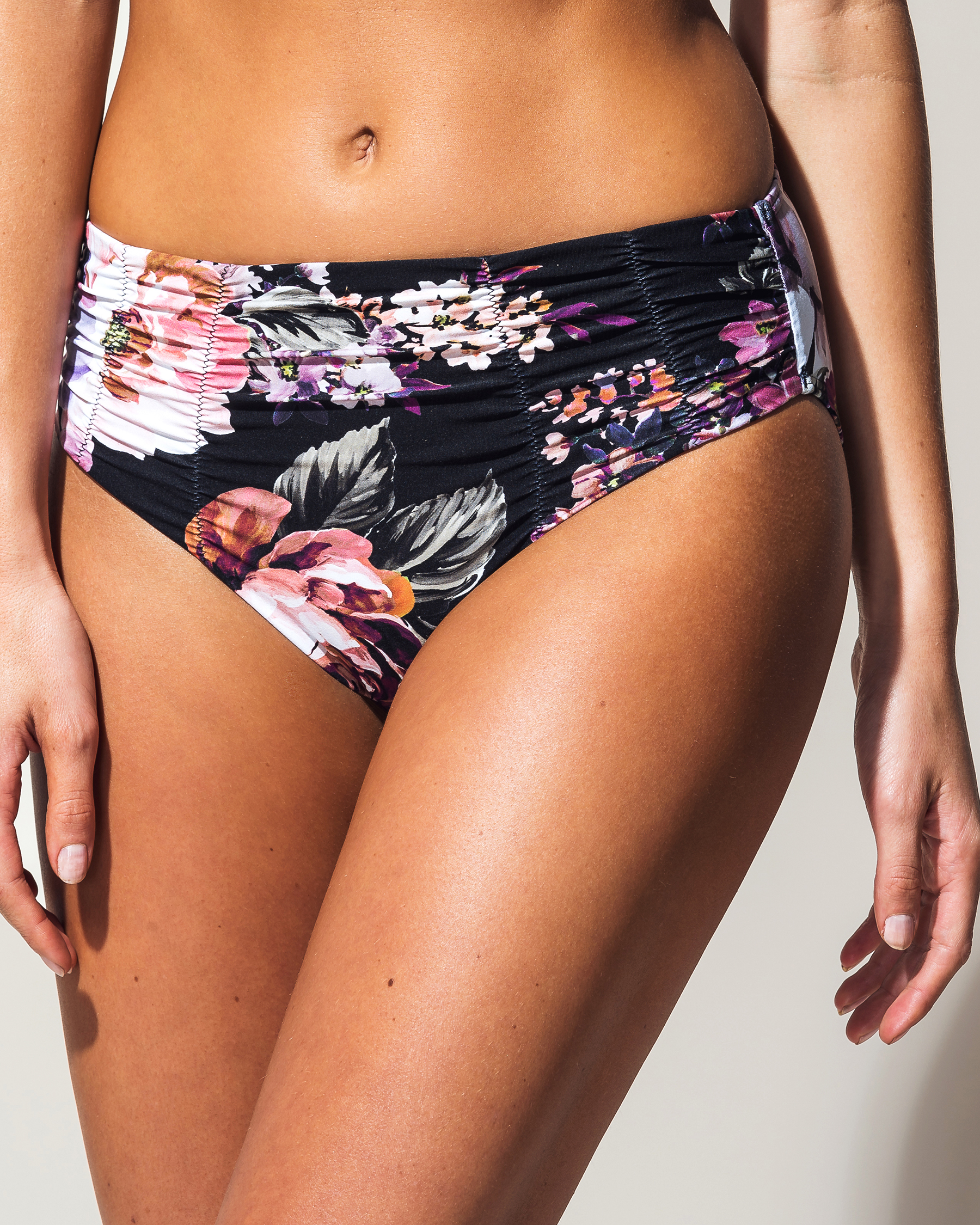 AZURA DIVINITY Ruched Bikini Bottom Dark tropical print SS30816 - View1