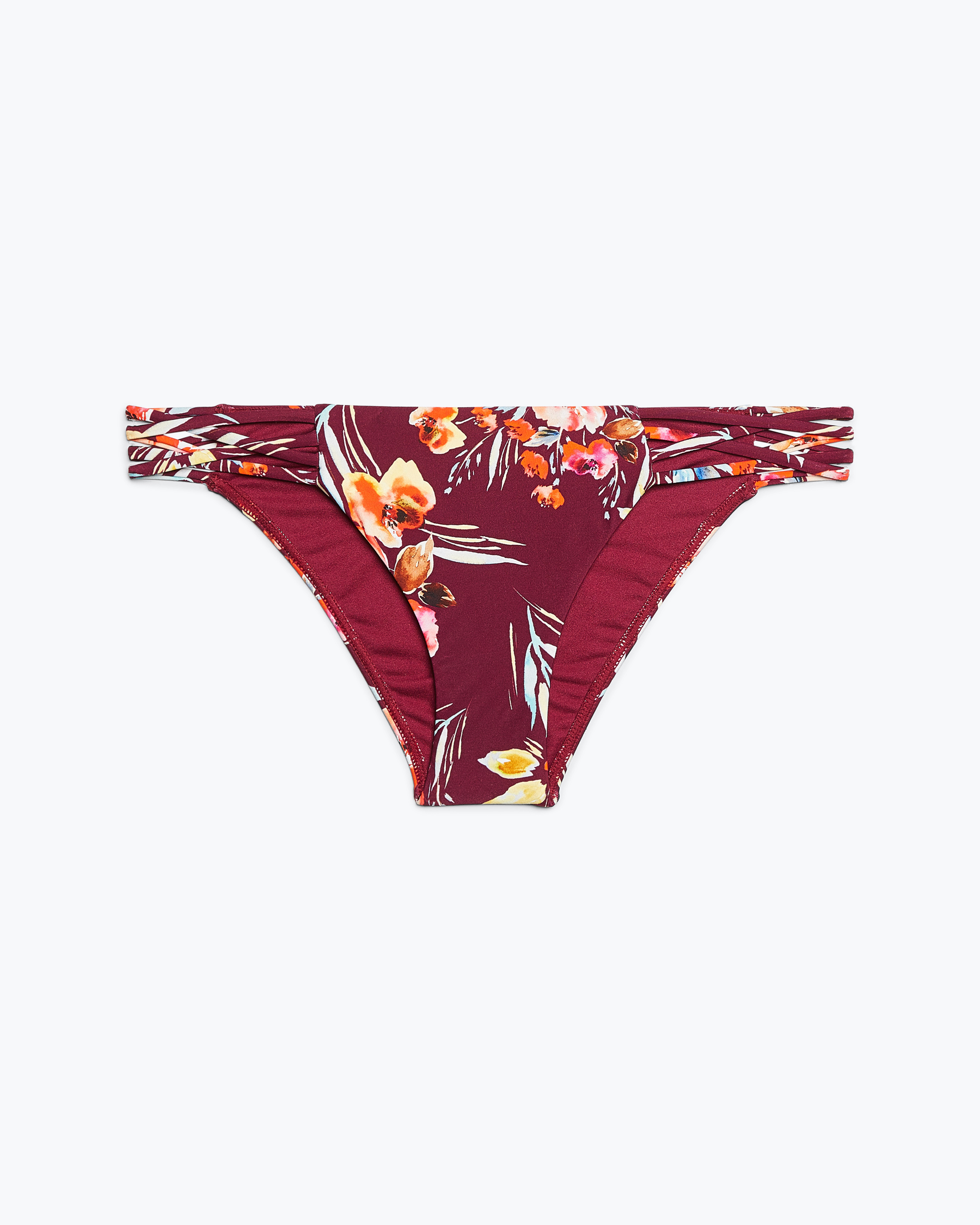 BILLABONG FLOAT ON BY Side Bands Bikini Bottom Red floral Bikini