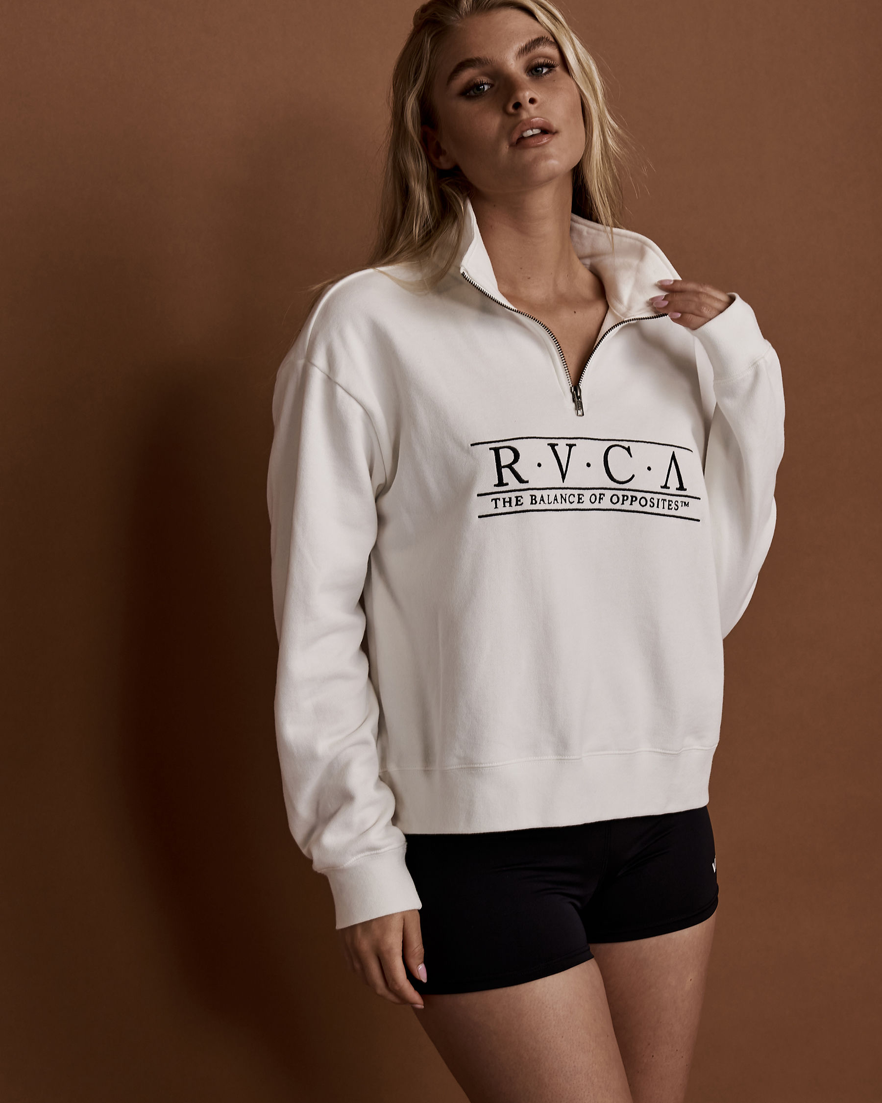RVCA CONSTRUCTED FLEECE Half-Zip Shirt White AVJSF00145 - View3
