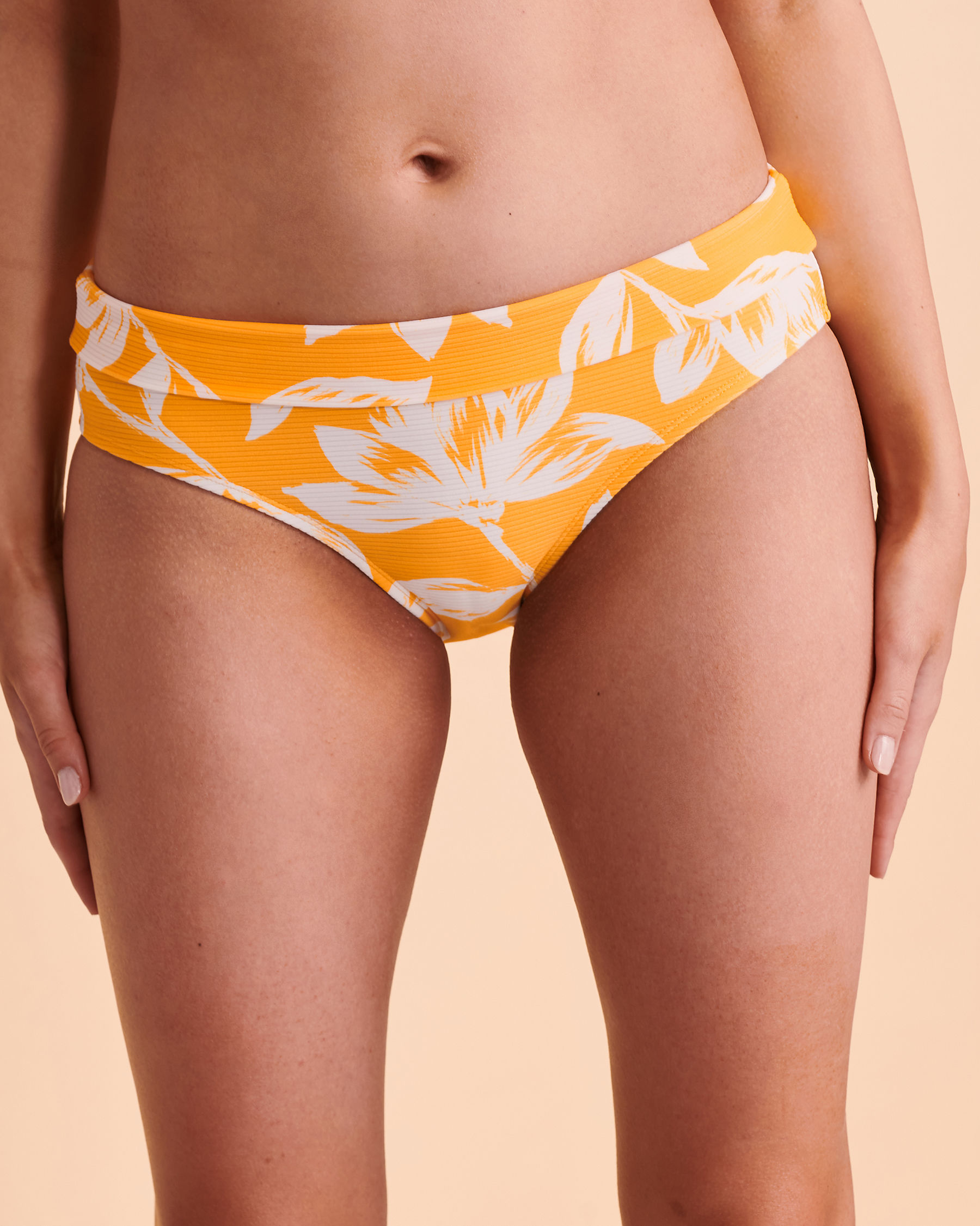 SKYE Bas de bikini bande de taille pliable ANGUILLA Imprimé jaune SK70538 - Voir1