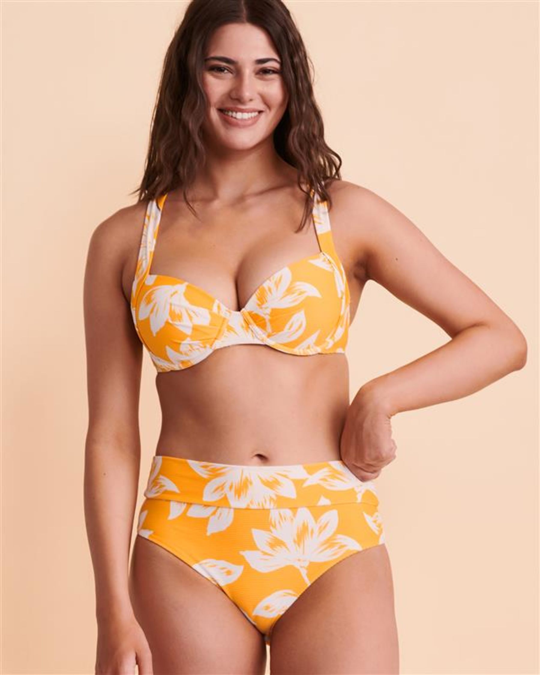 SKYE ANGUILLA Rachel High Waist Bikini Bottom Yellow print SK70554 - View3