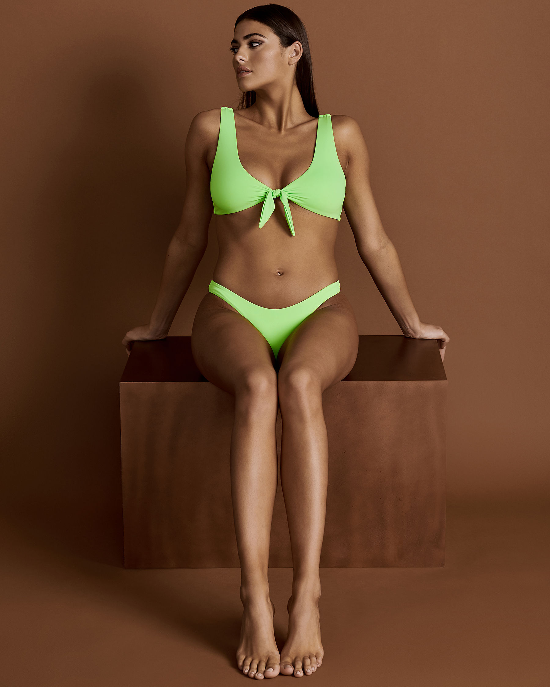 DIPPIN'DAISY'S Bas de bikini jambe haute Citron vert D3032 - Voir3