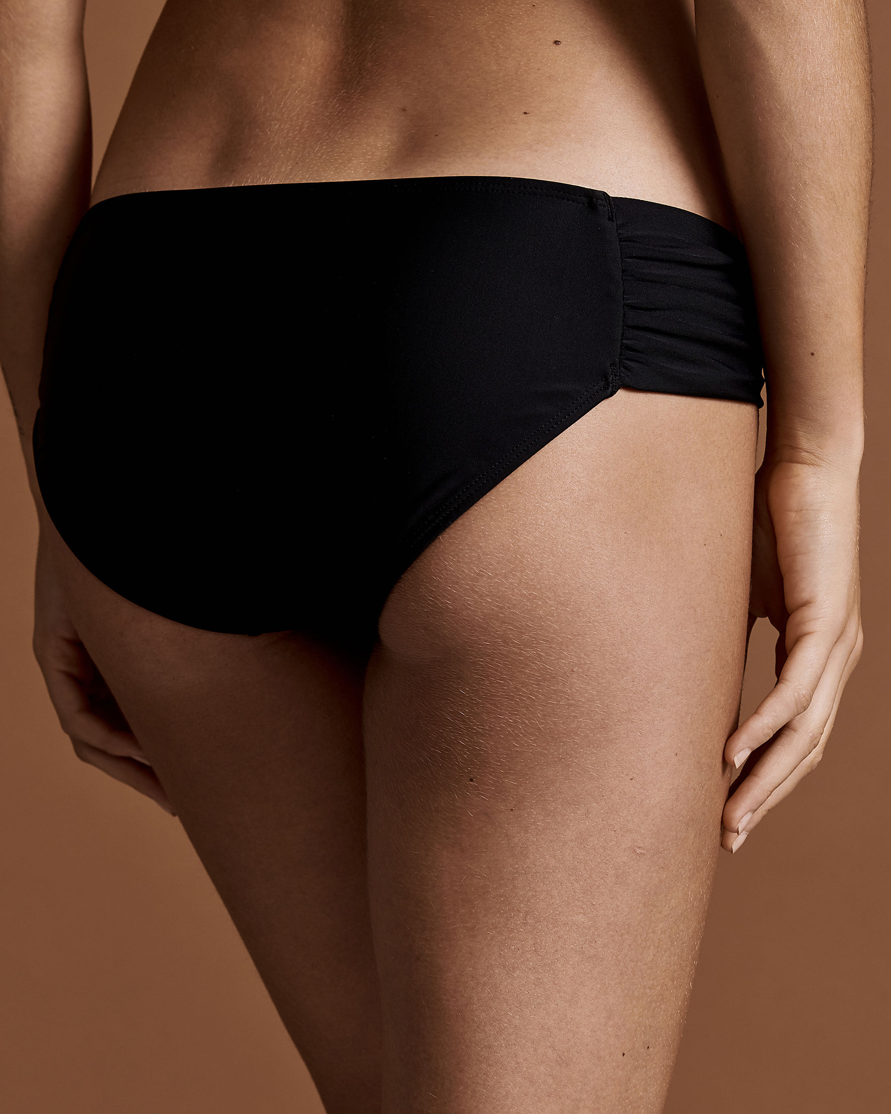 RACHEL ROY Ruched Side Bikini Bottom Black T3RS6701 - View2