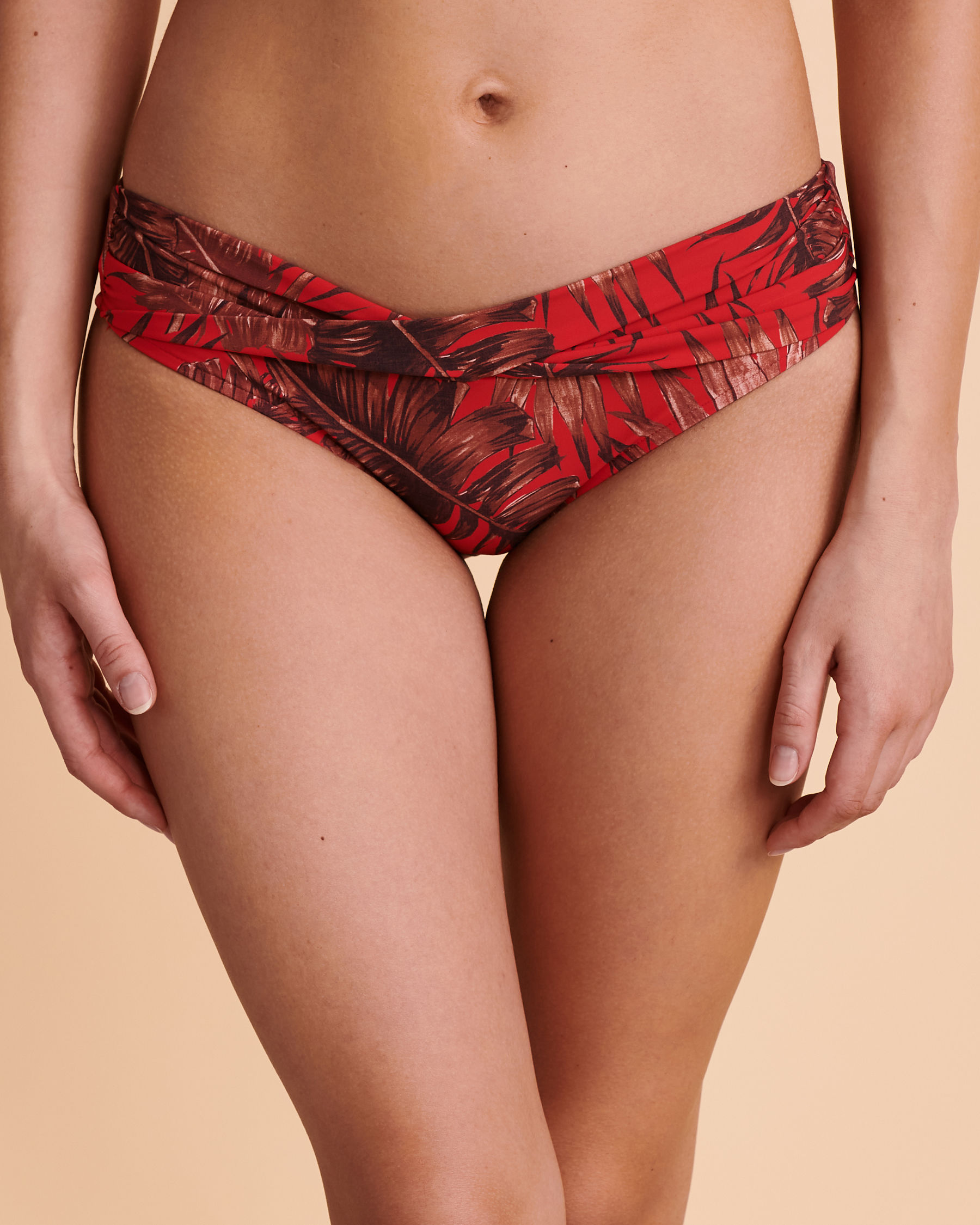 SEAFOLLY Twisted Waistband Bikini Bottom - Red floral